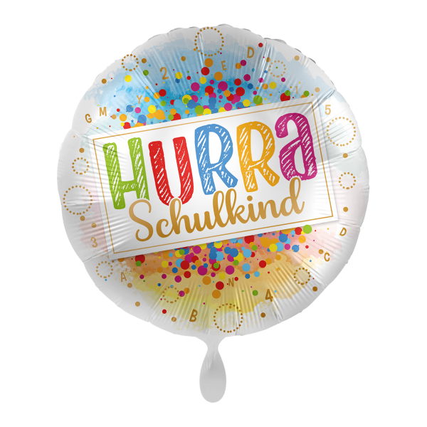 Folienballon "Hurra Schulkind" Bunt 43cm