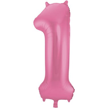 Zahlenluftballon "1" Pink Metallic Matt