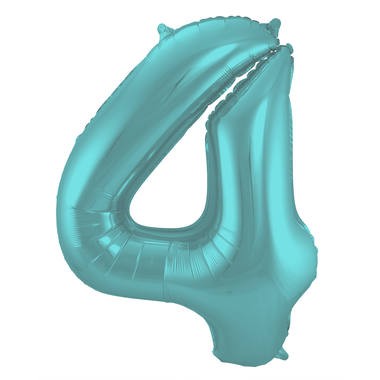 Zahlenluftballon "4" Pastell Aqua Metallic Matt
