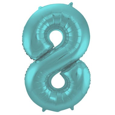 Zahlenluftballon "8" Pastell Aqua Metallic Matt