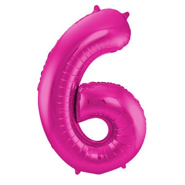 Zahlenluftballon "6" Magenta