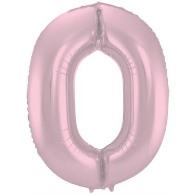 Zahlenluftballon "0" Pastell Rosa Metallic Matt