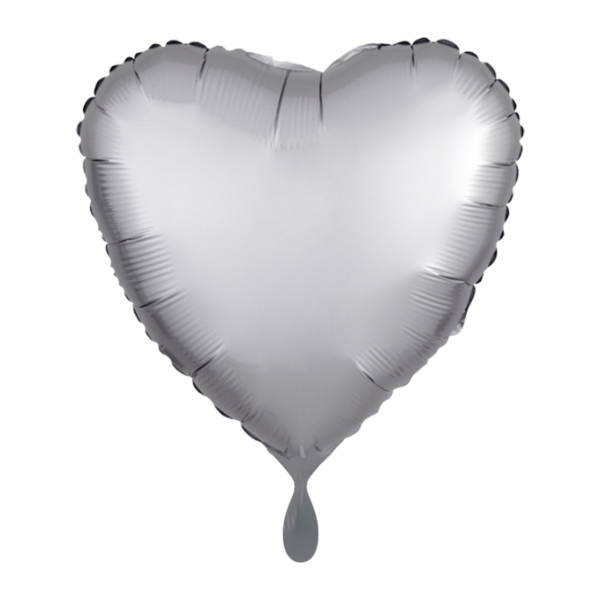 Folienluftballon Herz Satin Silber 43cm