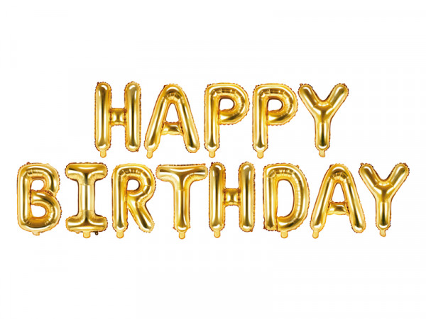 Folienballon Schriftzug "Happy Birthday" Gold 340x35cm