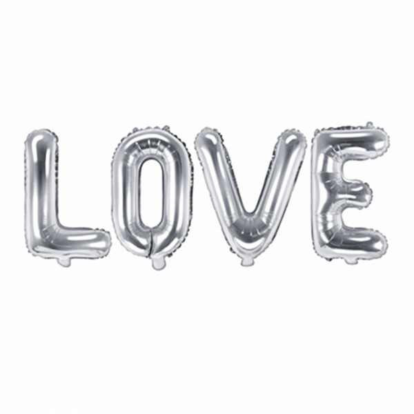 Folienballon Schriftzug "Love" Silber 140x35cm