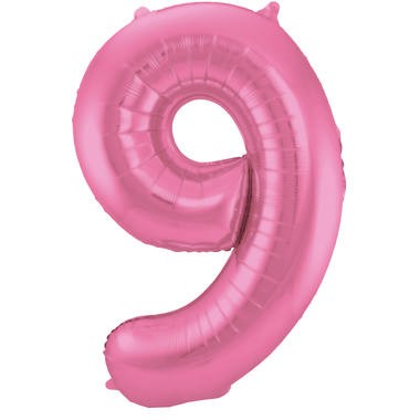 Zahlenluftballon "9" Pink Metallic Matt