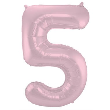 Zahlenluftballon "5" Pastell Rosa Metallic Matt