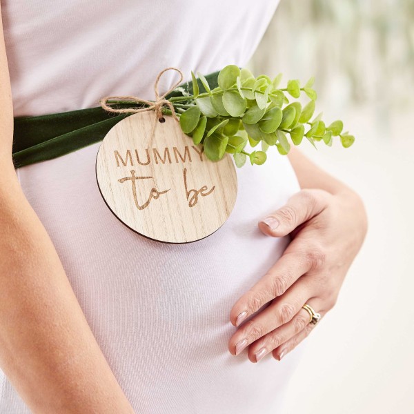 Schärpe "Mommy to be" Botanical aus Holz