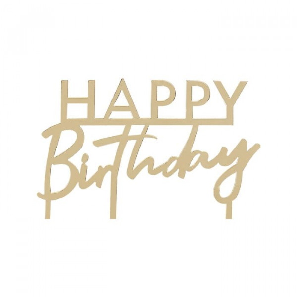Cake Topper "Happy Birthday" Gold Acryl