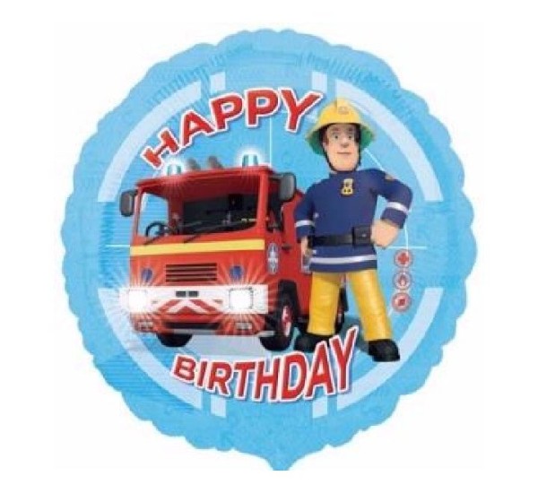 Folienballon "Happy Birthday Feuerwehrmann Sam" 45cm