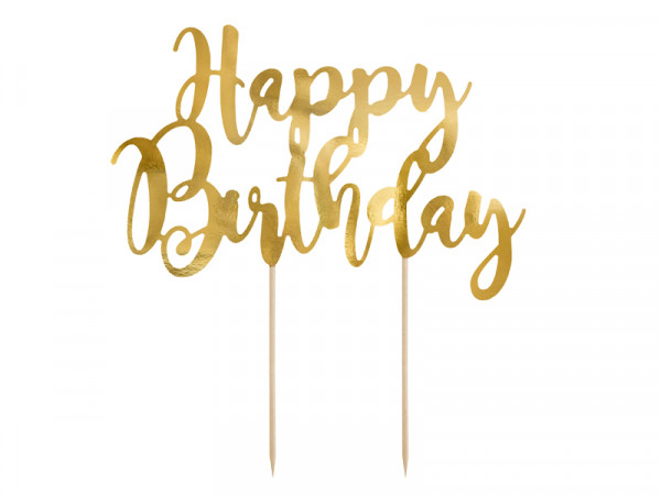 Cake Topper "Happy Birthday" Gold