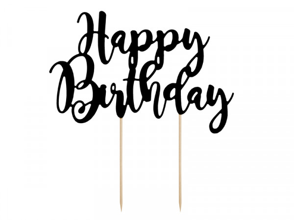 Cake Topper "Happy Birthday" Schwarz