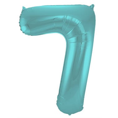 Zahlenluftballon "7" Pastell Aqua Metallic Matt