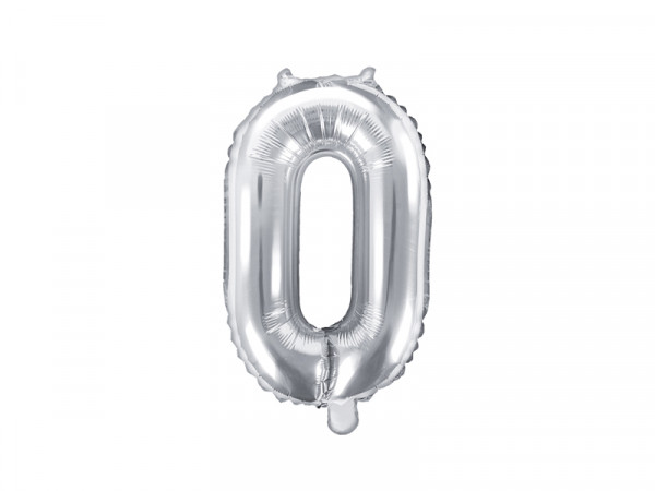 Zahlenluftballon "0" Silber 35cm