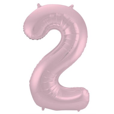 Zahlenluftballon "2" Pastell Rosa Metallic Matt