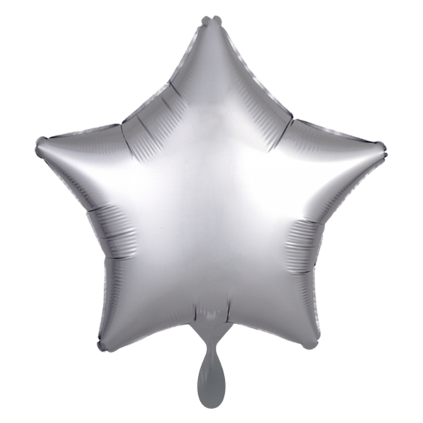 Folienballon Stern Satin Silber 43cm