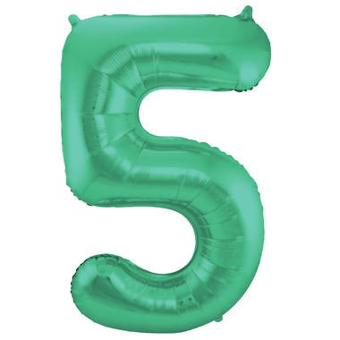 Zahlenluftballon "5" Grün Metallic Matt