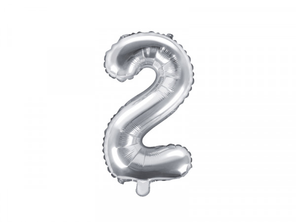 Zahlenluftballon "2" Silber 35cm