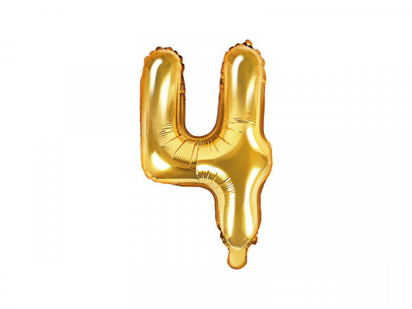 Zahlenluftballon "4" Gold 35cm