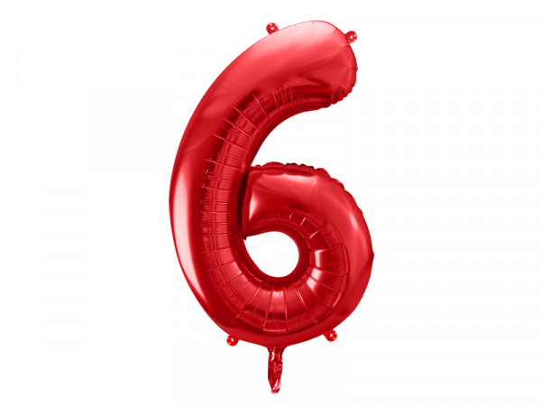 Zahlenluftballon "6" Rot