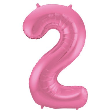 Zahlenluftballon "2" Pink Metallic Matt