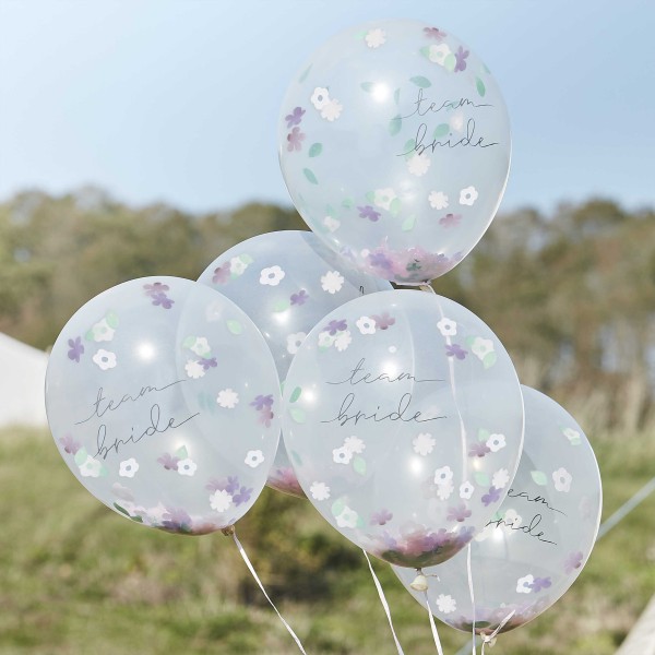 Luftballons "Team Bride Boho Floral" 5 Stk. 30 cm