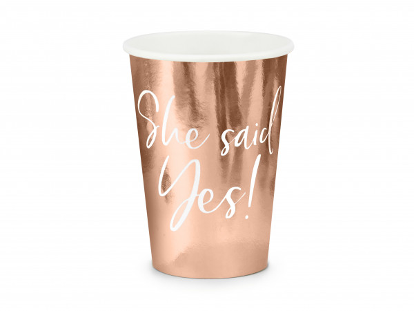 Pappbecher "She said yes" Roségold 220ml
