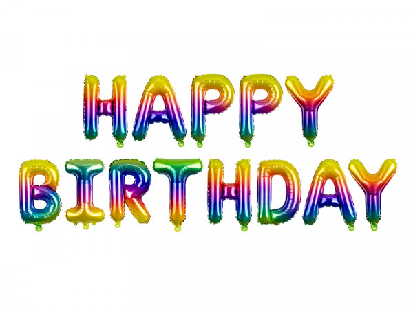 Folienballon Schriftzug "Happy Birthday" Bunt Mix 340x35cm