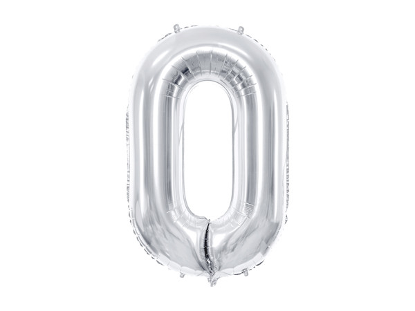 Zahlenluftballon "0" Silber