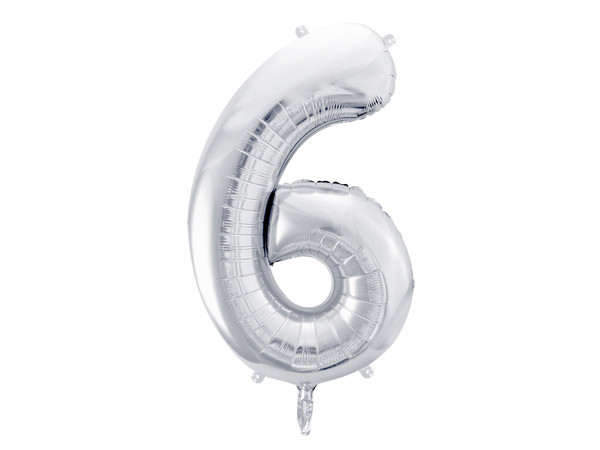 Zahlenluftballon "6" Silber