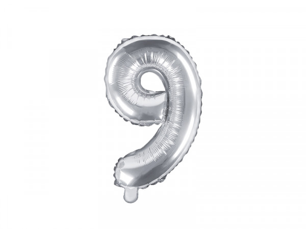 Zahlenluftballon "9" Silber 35cm