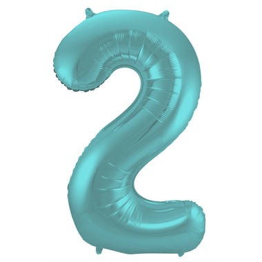 Zahlenluftballon "2" Pastell Aqua Metallic Matt