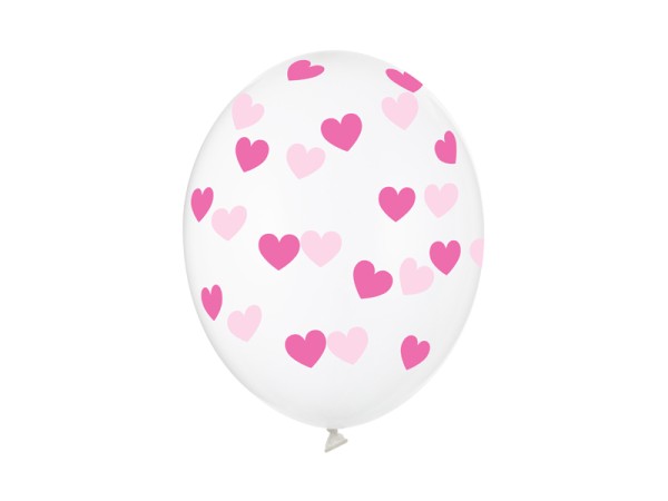 Luftballons Herzen Pink 6 Stk.