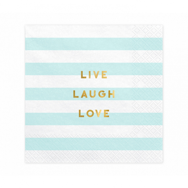 Servietten "Live Laugh Love" 20Stk. Hellblau 33x33cm