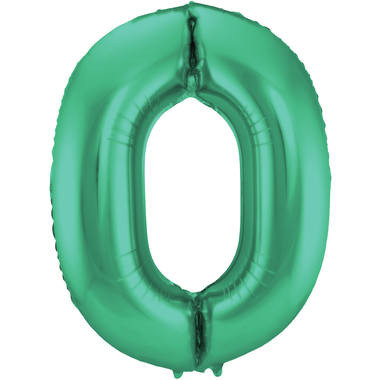 Zahlenluftballon "0" Grün Metallic Matt