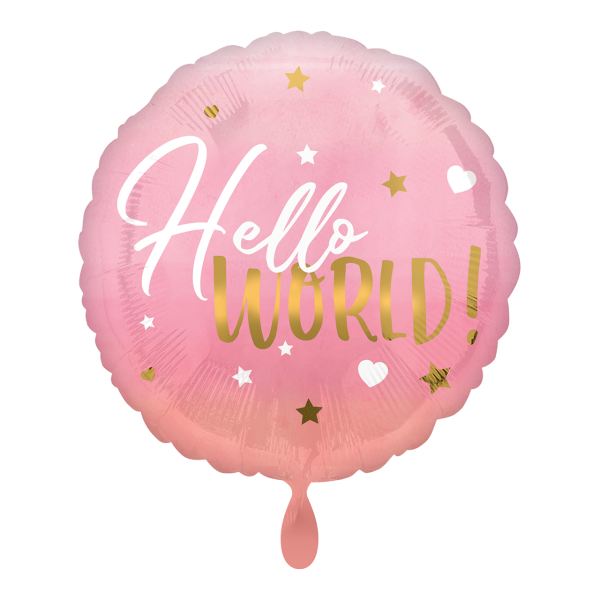 Folienballon "Hello World" Rosa 45cm