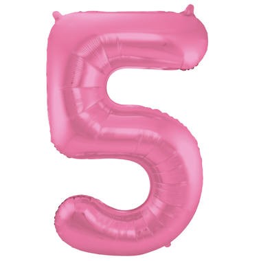 Zahlenluftballon "5" Pink Metallic Matt