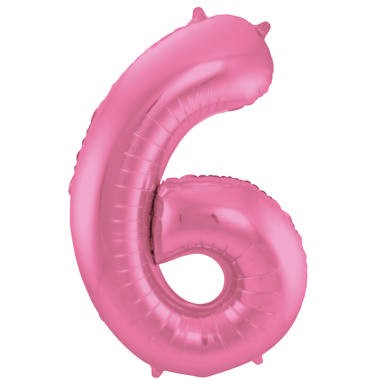 Zahlenluftballon "6" Pink Metallic Matt