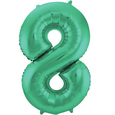 Zahlenluftballon "8" Grün Metallic Matt