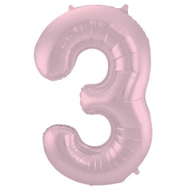 Zahlenluftballon "3" Pastell Rosa Metallic Matt