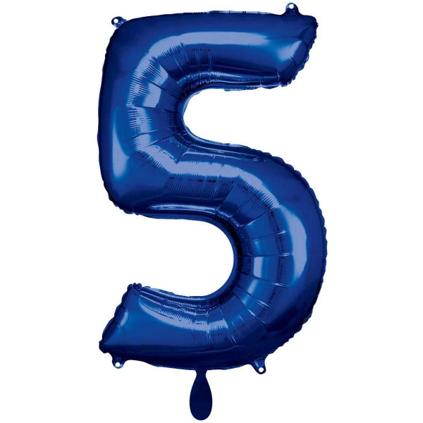 Zahlenballon "5" Blau