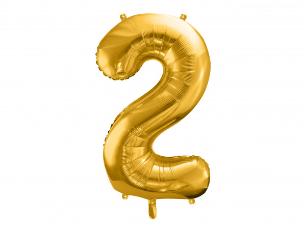 Zahlenluftballon "2" Gold