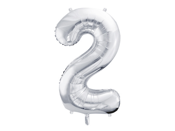 Zahlenluftballon "2" Silber