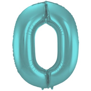Zahlenluftballon "0" Pastell Aqua Metallic Matt