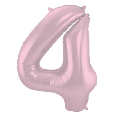 Zahlenluftballon "4" Pastell Rosa Metallic Matt