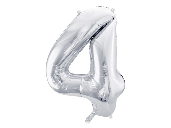 Zahlenluftballon "4" Silber