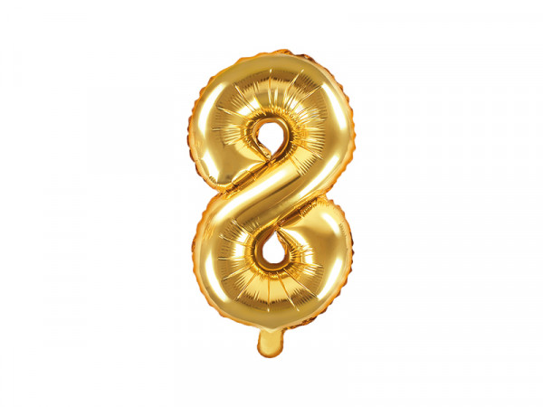 Zahlenluftballon "8" Gold 35cm