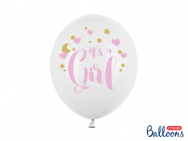 Luftballons "It`s a girl" Hellblau 6 Stk.