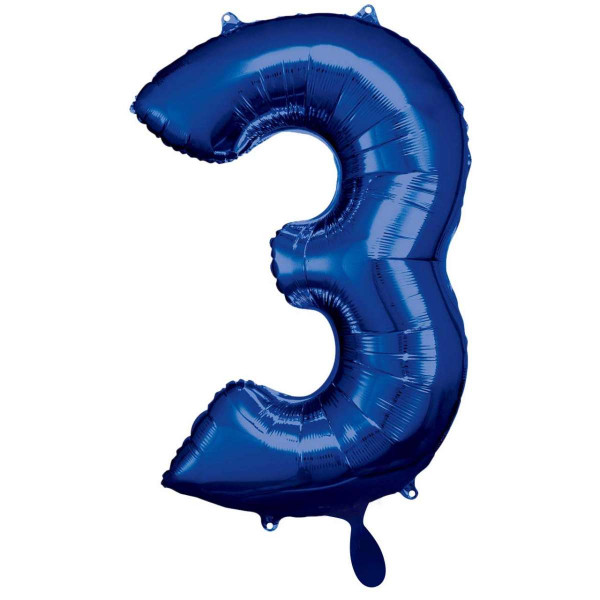 Zahlenballon "3" Blau