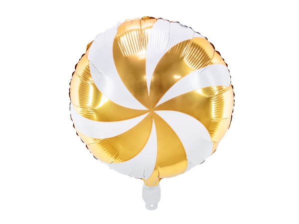 Folienballon Bonbon Gold/Weiß 35cm